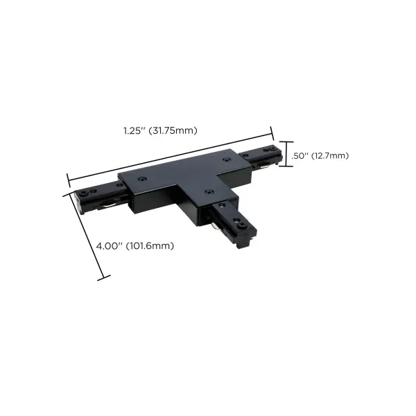 This reverse polarity T connector enables flexible track lighting layouts with professional-grade connectivity. Designed for SATCO NUVO track systems, it provides reliable electrical connection in a sleek black finish. - alternate view