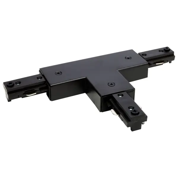 This T connector enables creative track lighting layouts with reverse polarity compatibility. The brown finish integrates seamlessly with track systems for residential and commercial applications.