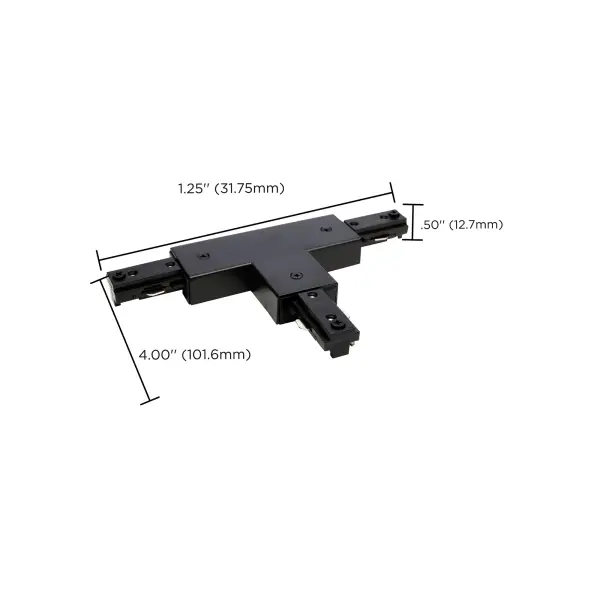 This T connector enables creative track lighting layouts with reverse polarity compatibility. The brown finish integrates seamlessly with track systems for residential and commercial applications. - alternate view