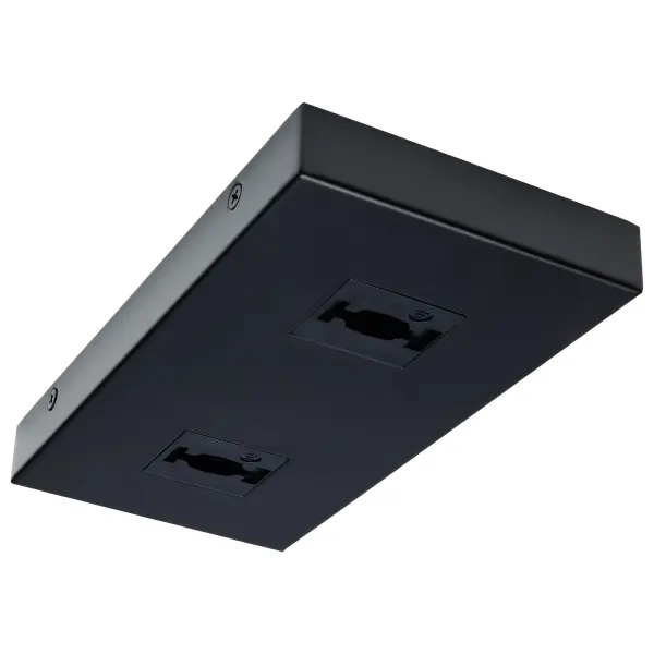 This double monopoint adapter enables flexible track lighting customization with a sleek rectangular black finish. Ideal for creating multi-directional lighting solutions in residential and commercial spaces.