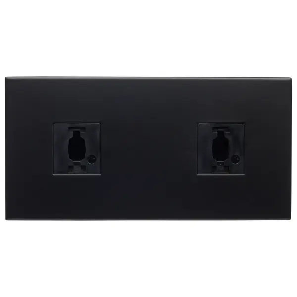 This double monopoint adapter enables flexible track lighting customization with a sleek rectangular black finish. Ideal for creating multi-directional lighting solutions in residential and commercial spaces. - alternate view