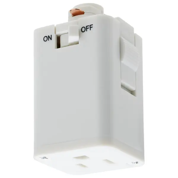 This outlet track adapter provides a practical solution for powering track lighting systems directly from standard electrical outlets, offering installation flexibility without hardwiring requirements.