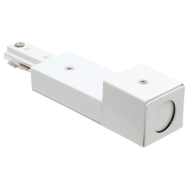 This reverse polarity conduit live end provides professional-grade connectivity for NUVO track lighting systems. The clean white finish integrates seamlessly with modern track installations. - alternate view