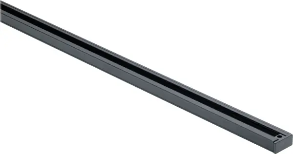 This 6-foot track rail in black finish provides a flexible foundation for track lighting systems. Perfect for creating customized lighting layouts in residential and commercial spaces with modern aesthetics.