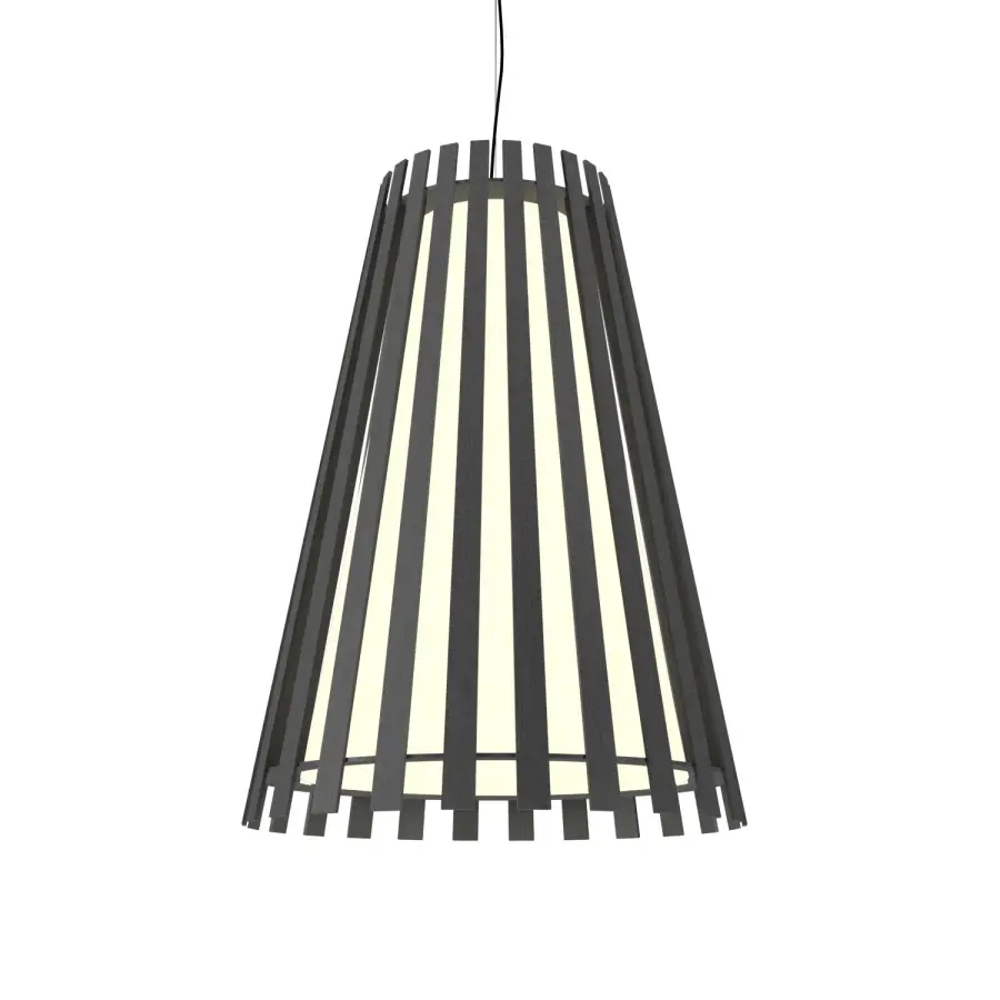 Slatted One Light Pendant in Organic Grey