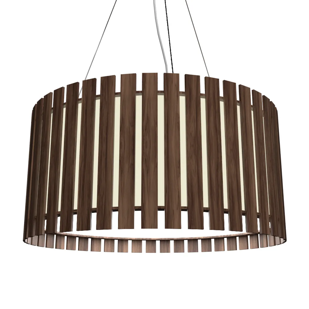 Slatted One Light Pendant in American Walnut