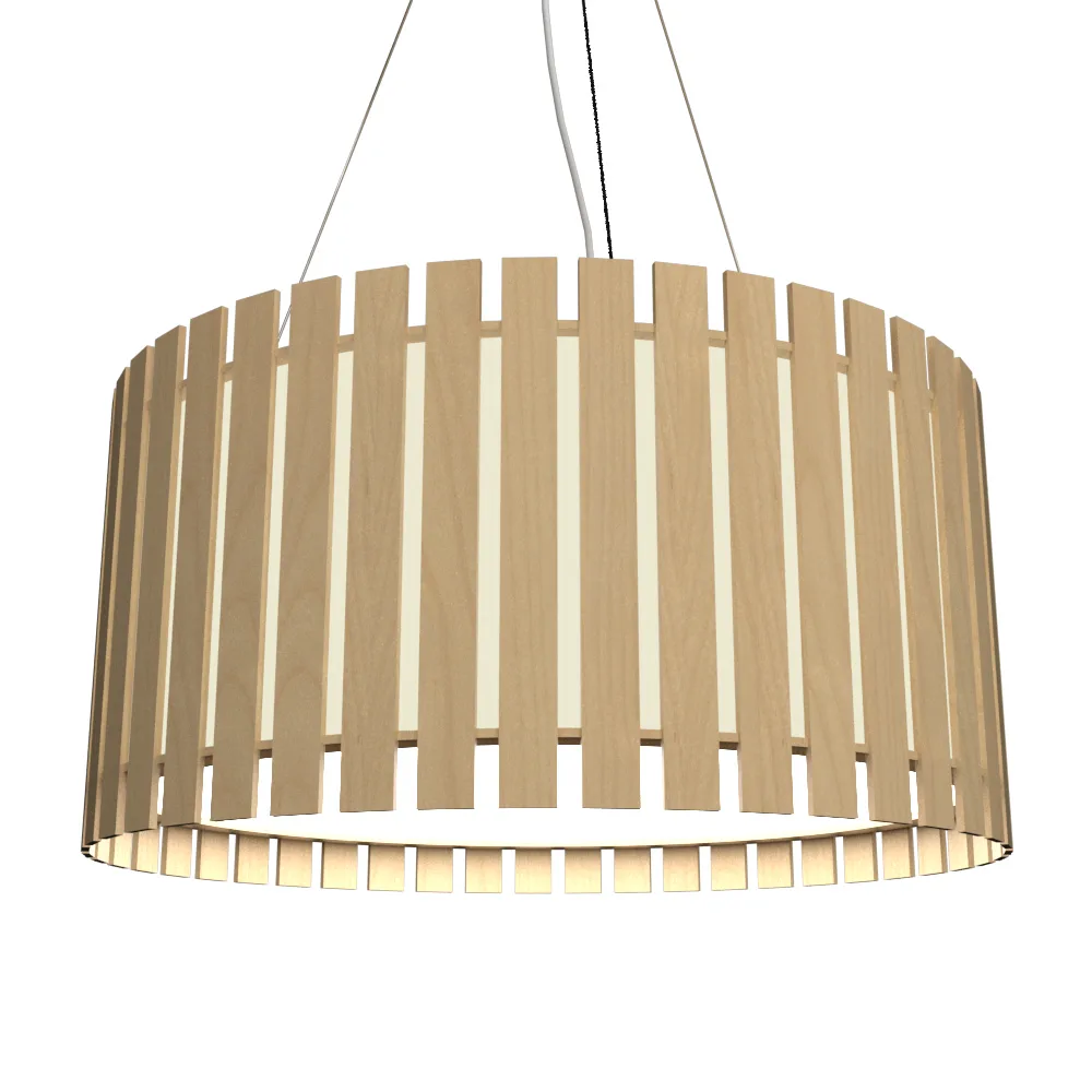 Slatted One Light Pendant in Maple