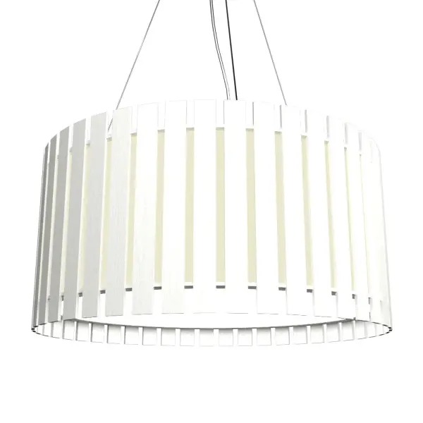 Slatted LED Pendant in Organic White