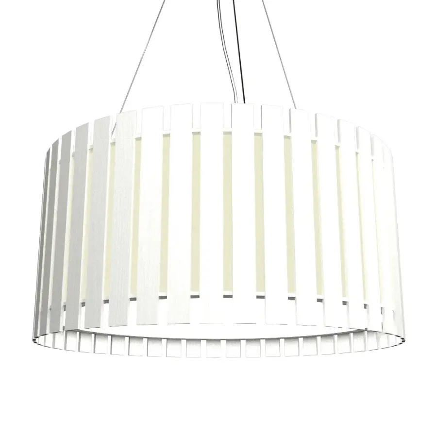 Slatted LED Pendant in Organic White