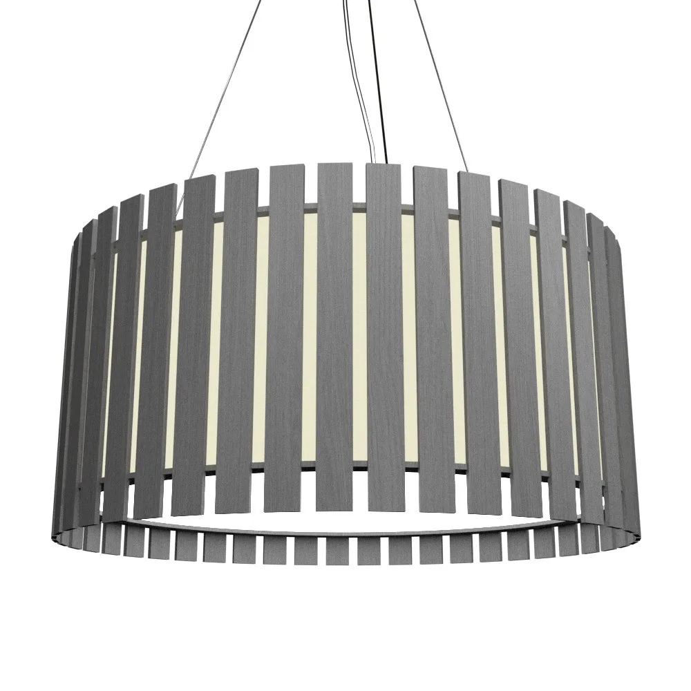 Slatted LED Pendant in Organic Grey