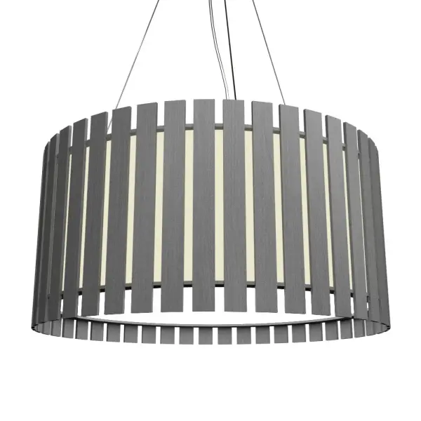 Slatted LED Pendant in Organic Grey