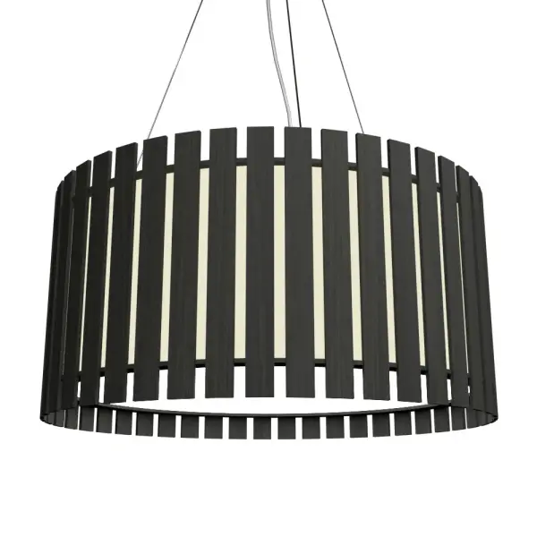 Wooden decorative luminaire with contemporary, timeless design in natural wood veneer or Italian lacquer finish. Proudly made in Brazil, combining high-end technology and the irreplaceable manual finishing. Collection: Slatted Designer: Studio Accord Finish: Charcoal Width: 35.43" Height: 8.66" Weight: 23.81 lb Wire: 118" Maximum Wattage: 84.00 W Light Source: LED Light Output: 5775.00 lm Delivered Lumens: 5775.00 lm Color Temperature: 3000 K CRI: 90 Rated Average Life: 50,000 Voltage: 120.00 V Material: Wood veneer, MDF Country of Origin: Brazil Safety Listing: UL Safety Rating: Damp Connection: Hard Wired LED Manufacturer Warranty: 5 Years