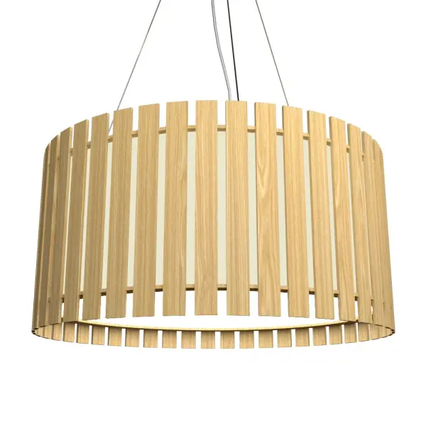 Wooden decorative luminaire with contemporary, timeless design in natural wood veneer or Italian lacquer finish. Proudly made in Brazil, combining high-end technology and the irreplaceable manual finishing. Collection: Slatted Designer: Studio Accord Finish: Sand Width: 35.43" Height: 8.66" Weight: 23.81 lb Wire: 118" Maximum Wattage: 84.00 W Light Source: LED Light Output: 5775.00 lm Delivered Lumens: 5775.00 lm Color Temperature: 3000 K CRI: 90 Rated Average Life: 50,000 Voltage: 120.00 V Material: Wood veneer, MDF Country of Origin: Brazil Safety Listing: UL Safety Rating: Damp Connection: Hard Wired LED Manufacturer Warranty: 5 Years