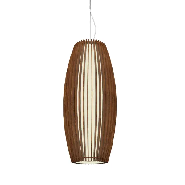 Wooden decorative luminaire with contemporary, timeless design in natural wood veneer or Italian lacquer finish. Proudly made in Brazil, combining high-end technology and the irreplaceable manual finishing. Collection: Stecche di Legno Designer: Studio Accord Finish: Imbuia Width: 12.20" Height: 27.56" Length: 11.70" Weight: 8.60 lb Wire: 118" Number of Bulbs: 1 Maximum Wattage: 25.00 W Bulb Type: A19 Bulb Base: E26 Light Source: LED CRI: 90 Voltage: 120.00 V Material: Wood veneer, MDF Country of Origin: Brazil Safety Listing: UL Safety Rating: Damp Connection: Hard Wired LED Manufacturer Warranty: 5 Years Spec Sheet Instructions