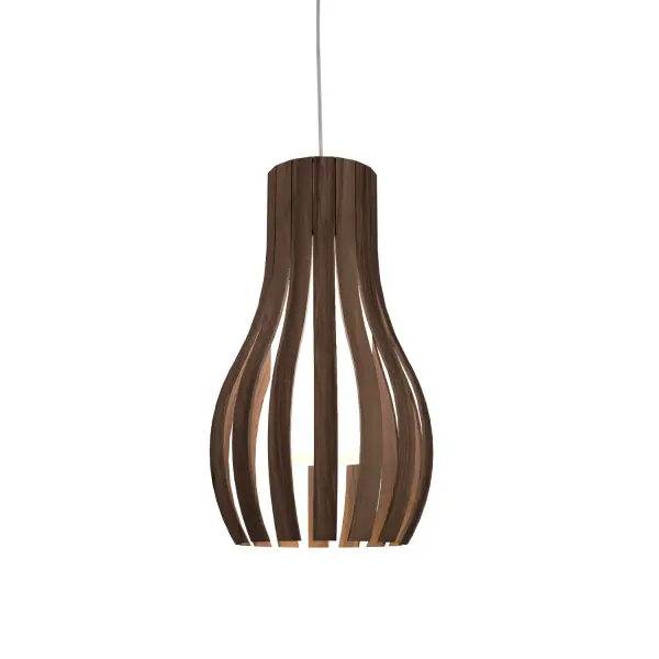 Wooden decorative luminaire with contemporary, timeless design in natural wood veneer or Italian lacquer finish. Proudly made in Brazil, combining high-end technology and the irreplaceable manual finishing. Collection: Barrel Designer: Studio Accord Finish: American Walnut Width: 8.27" Height: 14.57" Length: 7.80" Weight: 2.34 lb Wire: 118" Number of Bulbs: 1 Maximum Wattage: 25.00 W Bulb Type: A19 Bulb Base: E26 Light Source: LED CRI: 90 Voltage: 120.00 V Material: Wood veneer, MDF Country of Origin: Brazil Safety Listing: UL Safety Rating: Damp Connection: Hard Wired LED Manufacturer Warranty: 5 Years Spec Sheet Instructions