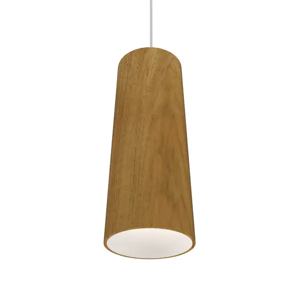 Wooden decorative luminaire with contemporary, timeless design in natural wood veneer or Italian lacquer finish. Proudly made in Brazil, combining high-end technology and the irreplaceable manual finishing. Collection: Conical Designer: Studio Accord Finish: Louro Freijo Width: 4.72" Height: 11.81" Length: 4.68" Weight: 1.43 lb Wire: 118" Number of Bulbs: 1 Maximum Wattage: 25.00 W Bulb Type: A19 Bulb Base: E26 Light Source: LED CRI: 90 Voltage: 120.00 V Material: Wood veneer, MDF Country of Origin: Brazil Safety Listing: UL Safety Rating: Damp Connection: Hard Wired LED Manufacturer Warranty: 5 Years Spec Sheet Instructions