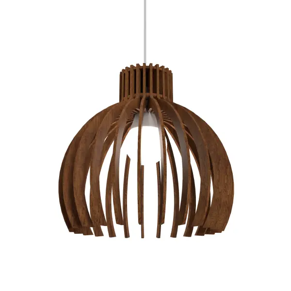 Wooden decorative luminaire with contemporary, timeless design in natural wood veneer or Italian lacquer finish. Proudly made in Brazil, combining high-end technology and the irreplaceable manual finishing. Collection: Stecche di Legno Designer: Studio Accord Finish: Imbuia Width: 10.63" Height: 10.24" Length: 10.53" Weight: 1.76 lb Wire: 118" Number of Bulbs: 1 Maximum Wattage: 25.00 W Bulb Type: A19 Bulb Base: E26 Light Source: LED CRI: 90 Voltage: 120.00 V Material: Wood veneer, MDF Country of Origin: Brazil Safety Listing: UL Safety Rating: Damp Connection: Hard Wired LED Manufacturer Warranty: 5 Years Spec Sheet Instructions