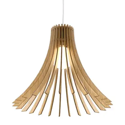 Wooden decorative luminaire with contemporary, timeless design in natural wood veneer or Italian lacquer finish. Proudly made in Brazil, combining high-end technology and the irreplaceable manual finishing. Collection: Stecche di Legno Designer: Studio Accord Finish: Louro Freijo Width: 13.78" Height: 11.81" Length: 13.65" Weight: 1.65 lb Wire: 118" Number of Bulbs: 1 Maximum Wattage: 25.00 W Bulb Type: A19 Bulb Base: E26 Light Source: LED CRI: 90 Voltage: 120.00 V Material: Wood veneer, MDF Country of Origin: Brazil Safety Listing: UL Safety Rating: Damp Connection: Hard Wired LED Manufacturer Warranty: 5 Years Spec Sheet Instructions