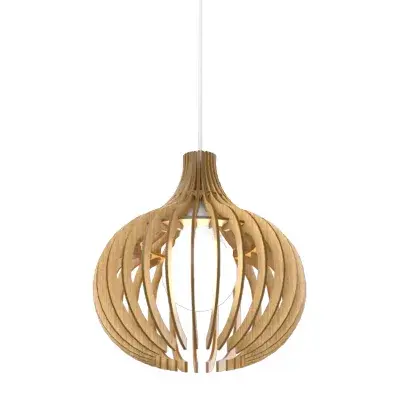 Wooden decorative luminaire with contemporary, timeless design in natural wood veneer or Italian lacquer finish. Proudly made in Brazil, combining high-end technology and the irreplaceable manual finishing. Collection: Stecche di Legno Designer: Studio Accord Finish: Louro Freijo Width: 11.42" Height: 11.81" Length: 11.31" Weight: 1.76 lb Wire: 118" Number of Bulbs: 1 Maximum Wattage: 25.00 W Bulb Type: A19 Bulb Base: E26 Light Source: LED CRI: 90 Voltage: 120.00 V Material: Wood veneer, MDF Country of Origin: Brazil Safety Listing: UL Safety Rating: Damp Connection: Hard Wired LED Manufacturer Warranty: 5 Years Spec Sheet Instructions