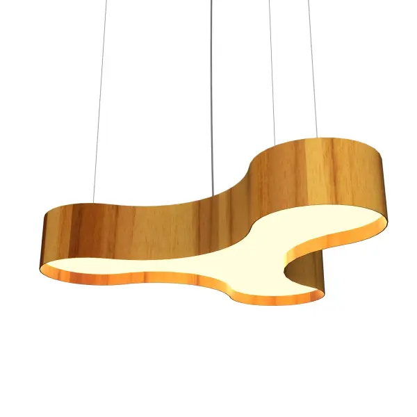 Wooden decorative luminaire with contemporary, timeless design in natural wood veneer or Italian lacquer finish. Proudly made in Brazil, combining high-end technology and the irreplaceable manual finishing. Collection: Organic Designer: Studio Accord Finish: Teak Width: 47.24" Height: 13.20" Length: 47.24" Weight: 4.41 lb Wire: 118" Maximum Wattage: 84.00 W Bulb Type: LED Bulb Base: Integrated Light Source: LED Light Output: 5775.00 lm Delivered Lumens: 5775.00 lm Color Temperature: 3000 K CRI: 90 Rated Average Life: 50,000 Voltage: 120.00 V Material: Wood veneer, MDF Country of Origin: Brazil Safety Listing: UL Safety Rating: Damp Connection: Hard Wired LED Manufacturer Warranty: 5 Years Spec Sheet Instructions