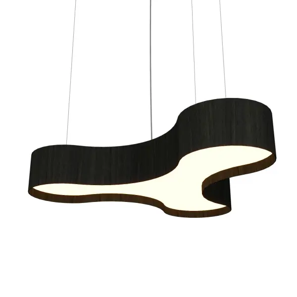 This 47-inch linear LED pendant combines contemporary minimalism with organic design elements. The integrated LED technology provides energy-efficient illumination in a striking black finish, perfect for modern dining spaces.