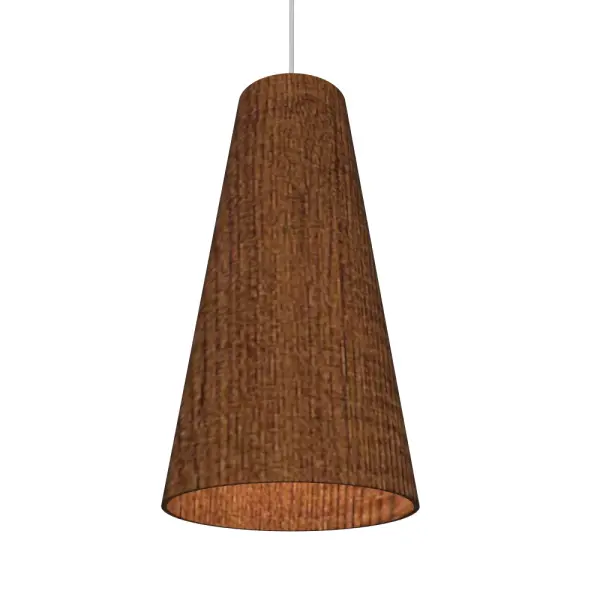 Wooden decorative luminaire with contemporary, timeless design in natural wood veneer or Italian lacquer finish. Proudly made in Brazil, combining high-end technology and the irreplaceable manual finishing. Collection: Conical Designer: Studio Accord Finish: Imbuia Width: 6.30" Height: 11.81" Length: 6.24" Weight: 2.18 lb Wire: 118" Number of Bulbs: 1 Maximum Wattage: 25.00 W Bulb Type: A19 Bulb Base: E26 Light Source: LED CRI: 90 Voltage: 120.00 V Material: Wood veneer, MDF Country of Origin: Brazil Safety Listing: UL Safety Rating: Damp Connection: Hard Wired LED Manufacturer Warranty: 5 Years Spec Sheet Instructions