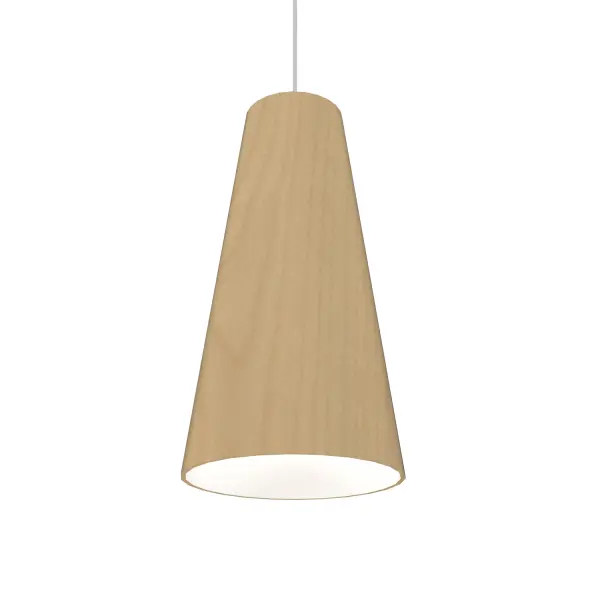 Wooden decorative luminaire with contemporary, timeless design in natural wood veneer or Italian lacquer finish. Proudly made in Brazil, combining high-end technology and the irreplaceable manual finishing. Collection: Conical Designer: Studio Accord Finish: Maple Width: 6.30" Height: 11.81" Length: 6.24" Weight: 2.18 lb Wire: 118" Number of Bulbs: 1 Maximum Wattage: 25.00 W Bulb Type: A19 Bulb Base: E26 Light Source: LED CRI: 90 Voltage: 120.00 V Material: Wood veneer, MDF Country of Origin: Brazil Safety Listing: UL Safety Rating: Damp Connection: Hard Wired LED Manufacturer Warranty: 5 Years Spec Sheet Instructions