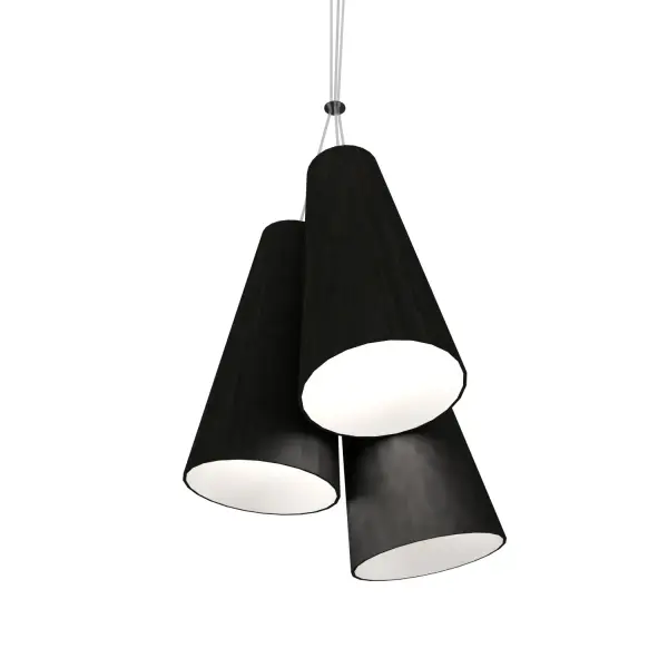 The Conical pendant features three lights in a sophisticated organic black finish, perfect for contemporary spaces. Its compact 13.58" length makes it ideal for kitchen islands and dining areas.