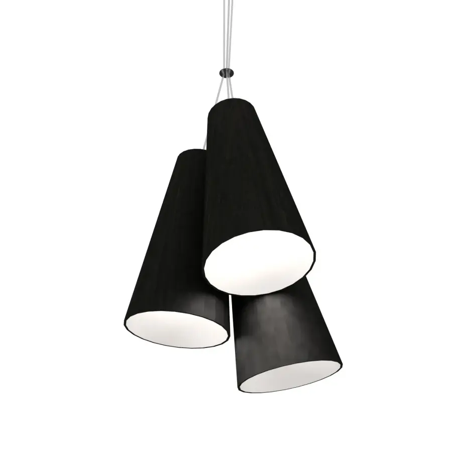 Conical Three Light Pendant in Organic Black