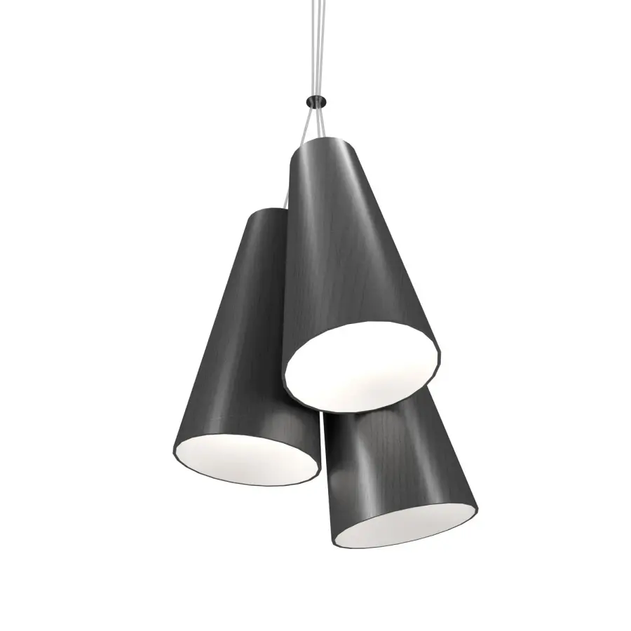 Conical Three Light Pendant in Organic Grey