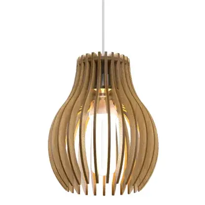 Wooden decorative luminaire with contemporary, timeless design in natural wood veneer or Italian lacquer finish. Proudly made in Brazil, combining high-end technology and the irreplaceable manual finishing. Collection: Stecche di Legno Designer: Studio Accord Finish: Louro Freijo Width: 8.46" Height: 8.66" Length: 7.02" Weight: 1.76 lb Wire: 118" Number of Bulbs: 1 Maximum Wattage: 25.00 W Bulb Type: A19 Bulb Base: E26 Light Source: LED CRI: 90 Voltage: 120.00 V Material: Wood veneer, MDF Country of Origin: Brazil Safety Listing: UL Safety Rating: Damp Connection: Hard Wired LED Manufacturer Warranty: 5 Years Spec Sheet Instructions