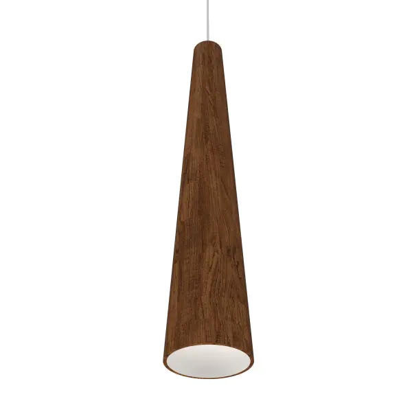 Wooden decorative luminaire with contemporary, timeless design in natural wood veneer or Italian lacquer finish. Proudly made in Brazil, combining high-end technology and the irreplaceable manual finishing. Collection: Conical Designer: Studio Accord Finish: Imbuia Width: 6.30" Height: 27.56" Length: 3.90" Weight: 3.09 lb Wire: 118" Number of Bulbs: 1 Maximum Wattage: 25.00 W Bulb Type: A19 Bulb Base: E26 Light Source: LED CRI: 90 Voltage: 120.00 V Material: Wood veneer, MDF Country of Origin: Brazil Safety Listing: UL Safety Rating: Damp Connection: Hard Wired LED Manufacturer Warranty: 5 Years Spec Sheet Instructions