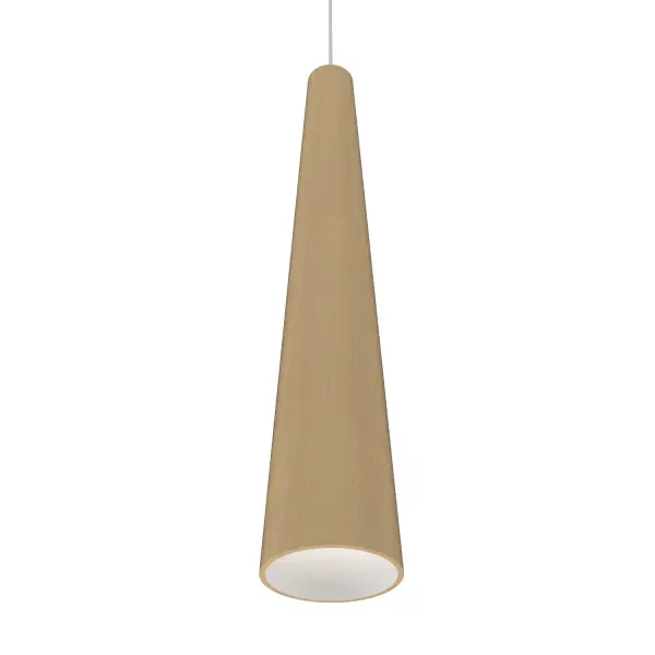 Wooden decorative luminaire with contemporary, timeless design in natural wood veneer or Italian lacquer finish. Proudly made in Brazil, combining high-end technology and the irreplaceable manual finishing. Collection: Conical Designer: Studio Accord Finish: Maple Width: 6.30" Height: 27.56" Length: 3.90" Weight: 3.09 lb Wire: 118" Number of Bulbs: 1 Maximum Wattage: 25.00 W Bulb Type: A19 Bulb Base: E26 Light Source: LED CRI: 90 Voltage: 120.00 V Material: Wood veneer, MDF Country of Origin: Brazil Safety Listing: UL Safety Rating: Damp Connection: Hard Wired LED Manufacturer Warranty: 5 Years Spec Sheet Instructions