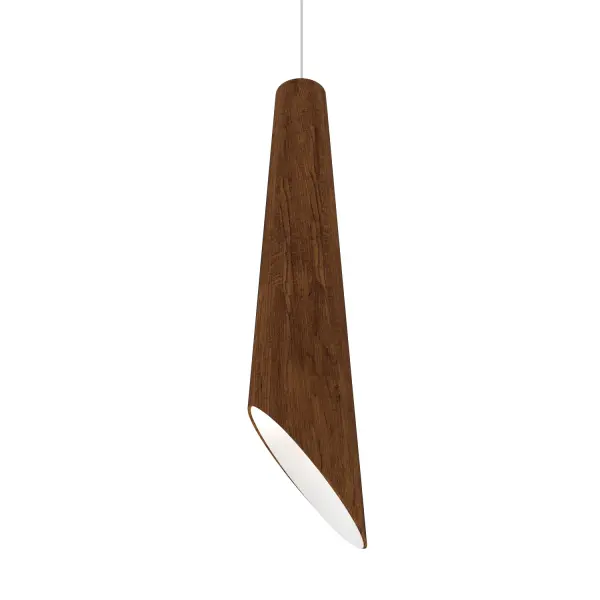 Wooden decorative luminaire with contemporary, timeless design in natural wood veneer or Italian lacquer finish. Proudly made in Brazil, combining high-end technology and the irreplaceable manual finishing. Collection: Conical Designer: Studio Accord Finish: Imbuia Width: 7.87" Height: 7.09" Length: 47.24" Weight: 8.38 lb Wire: 118" Number of Bulbs: 1 Maximum Wattage: 25.00 W Bulb Type: A19 Bulb Base: E26 Light Source: LED Delivered Lumens: 2200.00 lm CRI: 90 Voltage: 120.00 V Material: Wood veneer, MDF Country of Origin: Brazil Safety Listing: UL Safety Rating: Damp Connection: Hard Wired LED Manufacturer Warranty: 5 Years Spec Sheet Instructions