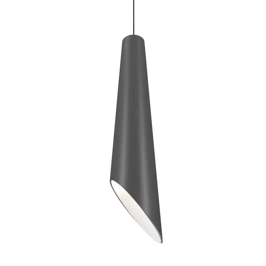 Conical One Light Pendant in Organic Grey