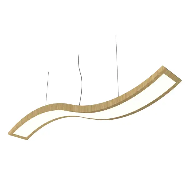 Wooden decorative luminaire with contemporary, timeless design in natural wood veneer or Italian lacquer finish. Proudly made in Brazil, combining high-end technology and the irreplaceable manual finishing. Collection: Clean Designer: Studio Accord Finish: Sand Width: 14.96" Height: 30.31" Length: 62.99" Weight: 8.83 lb Wire: 118" Maximum Wattage: 48.40 W Light Source: LED Light Output: 2831.00 lm Delivered Lumens: 2831.00 lm Color Temperature: 3000 K CRI: 90 Rated Average Life: 50,000 Voltage: 120.00 V Material: Wood veneer, MDF Country of Origin: Brazil Safety Listing: UL Safety Rating: Damp Connection: Hard Wired LED Manufacturer Warranty: 5 Years