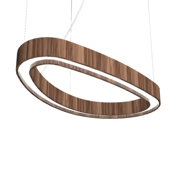 Wooden decorative luminaire with contemporary, timeless design in natural wood veneer or Italian lacquer finish. Proudly made in Brazil, combining high-end technology and the irreplaceable manual finishing. Collection: Organic Designer: Studio Accord: Bruno Diego Felippe Finish: American Walnut Width: 24.80" Height: 1.97" Length: 44.88" Weight: 3.50 lb Wire: 118" Maximum Wattage: 25.30 W Bulb Type: LED Bulb Base: Integrated Light Source: LED Light Output: 902.00 lm Delivered Lumens: 984.00 lm Color Temperature: 3000 K CRI: 90 Rated Average Life: 50,000 Voltage: 120.00 V Material: Wood veneer, MDF Country of Origin: Brazil Safety Listing: UL Safety Rating: Damp Connection: Hard Wired LED Manufacturer Warranty: 5 Years Spec Sheet Instructions