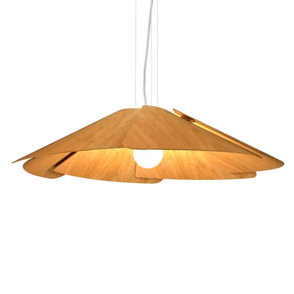 Wooden decorative luminaire with contemporary, timeless design in natural wood veneer or Italian lacquer finish. Proudly made in Brazil, combining high-end technology and the irreplaceable manual finishing. Collection: Fuchsia Designer: Studio Accord: Bruno Diego Felippe Finish: Louro Freijo Width: 37.40" Height: 8.46" Length: 36.66" Weight: 11.31 lb Wire: 118" Number of Bulbs: 1 Maximum Wattage: 25.00 W Bulb Type: A19 Bulb Base: E26 Light Source: LED Delivered Lumens: 4448.00 lm CRI: 90 Voltage: 120.00 V Material: Wood veneer, MDF Country of Origin: Brazil Safety Listing: UL Safety Rating: Damp Connection: Hard Wired LED Manufacturer Warranty: 5 Years Spec Sheet Instructions