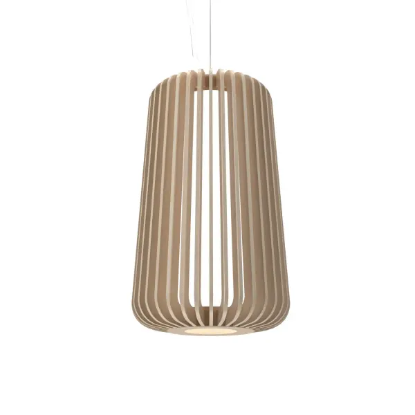 The Stecche di Legno pendant brings natural warmth through its organic wood construction in a rich cappuccino finish. Its compact 1.58" profile makes it ideal for intimate spaces or clustered installations.