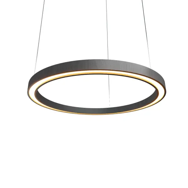 The Frame LED Pendant offers contemporary design with energy-efficient integrated LED technology. Its compact profile and organic grey finish make it ideal for modern spaces requiring focused task lighting.