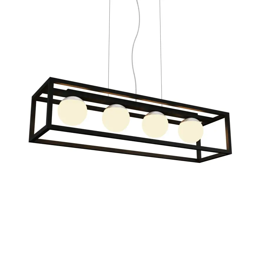 Cubic Four Light Pendant in Organic Black