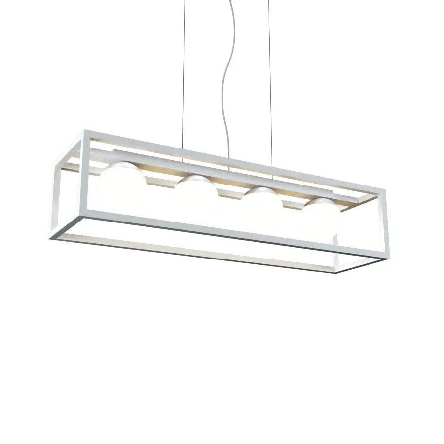 Cubic Four Light Pendant in Organic White