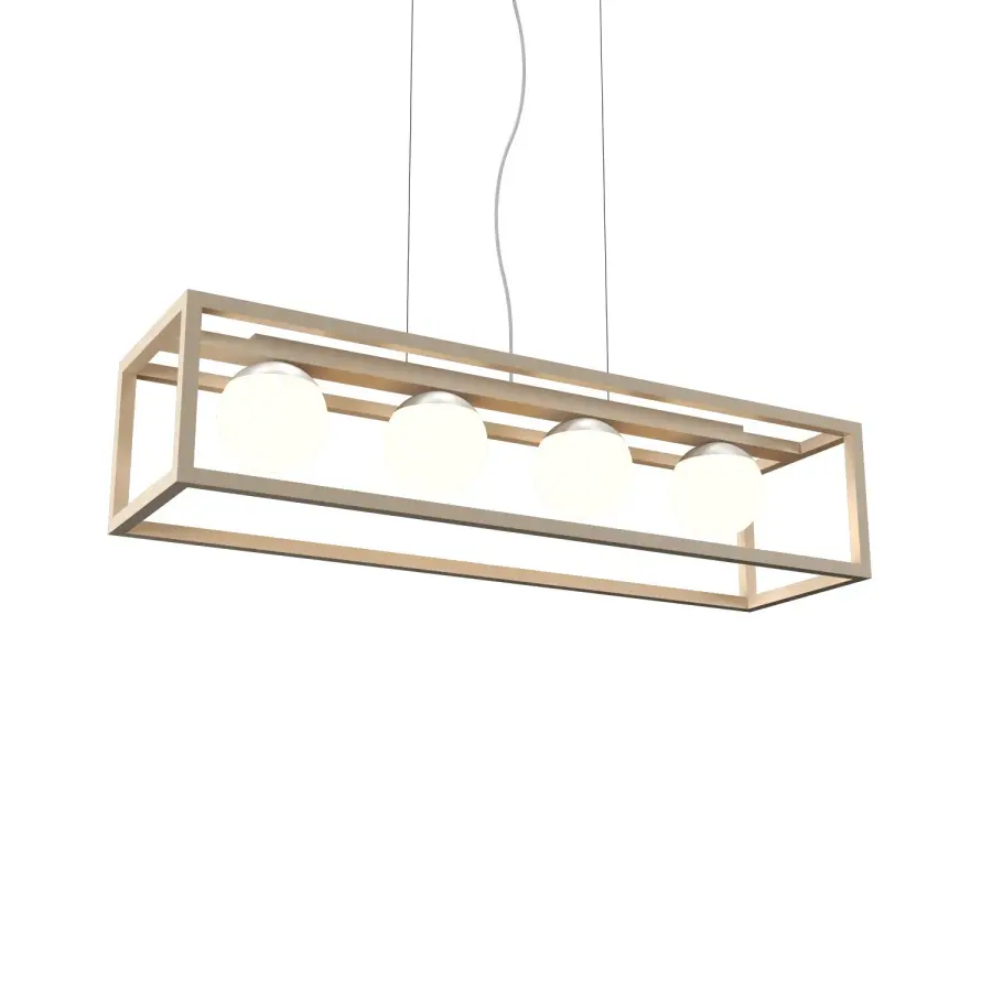 Cubic Four Light Pendant in Organic Cappuccino