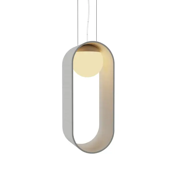 The Sfera pendant offers a minimalist spherical form in organic white glass, perfect for intimate spaces. Its compact 8-inch size makes it ideal for task lighting or accent applications in smaller areas.