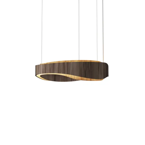 Wooden decorative luminaire with contemporary, timeless design in natural wood veneer or Italian lacquer finish. Proudly made in Brazil, combining high-end technology and the irreplaceable manual finishing. Collection: Horizon Designer: Studio Accord Finish: American Walnut Width: 31.50" Height: 8.07" Weight: 13.45 lb Wire: 118" Maximum Wattage: 57.83 W Light Source: LED Light Output: 2058.20 lm Delivered Lumens: 2575.00 lm Color Temperature: 3000 K CRI: 90 Rated Average Life: 50,000 Voltage: 120.00 V Material: Wood veneer, MDF Country of Origin: Brazil Safety Listing: UL Safety Rating: Damp Connection: Hard Wired LED Manufacturer Warranty: 5 Years