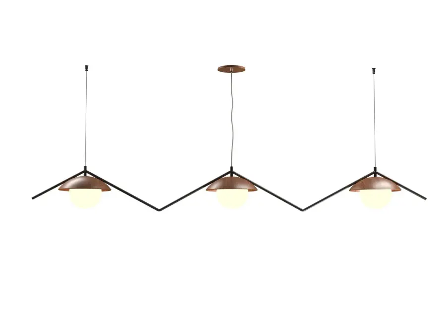 Oyster Three Light Pendant in Imbuia
