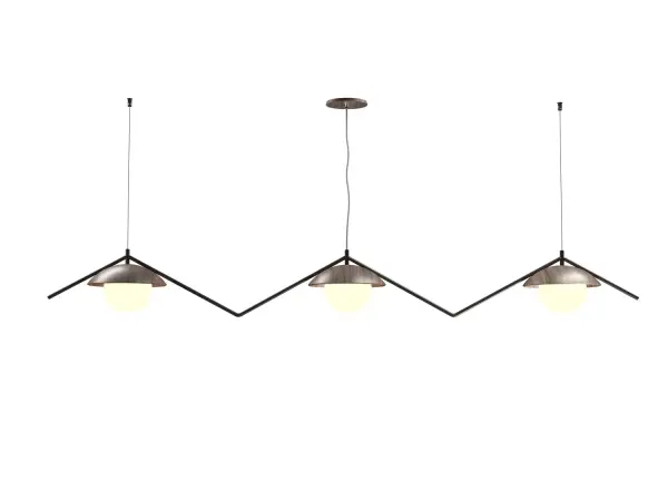 Oyster Three Light Pendant in American Walnut