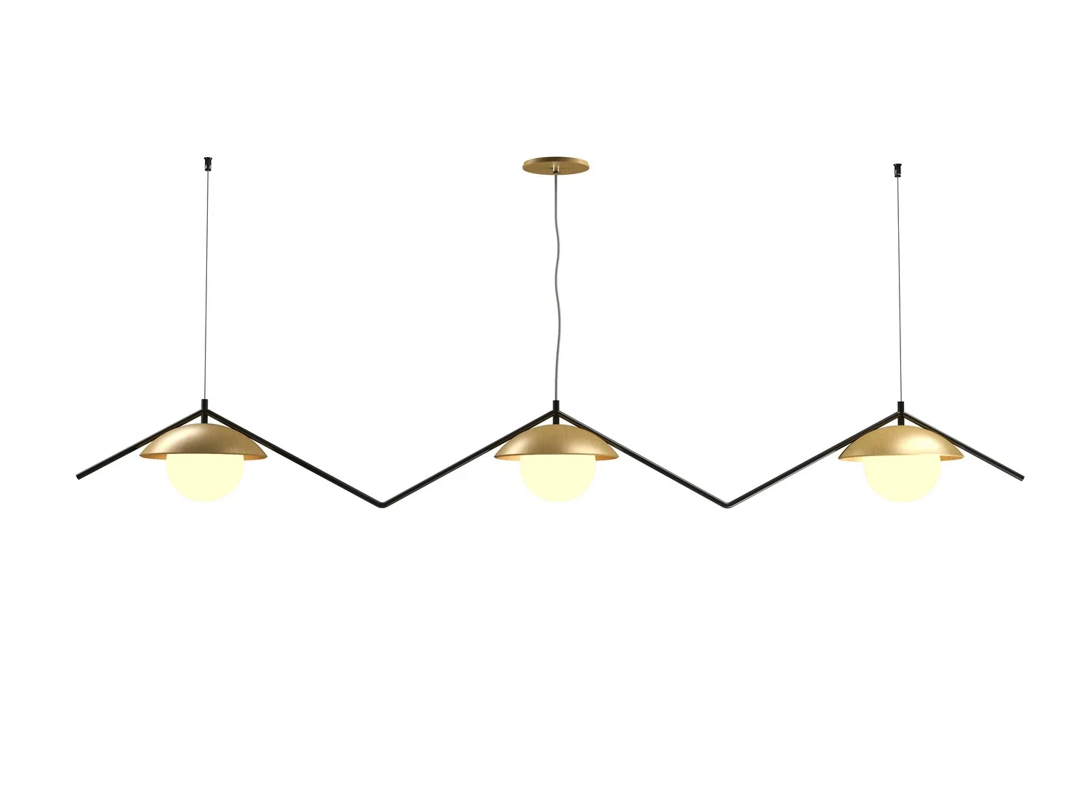 Oyster Three Light Pendant in Organic Gold