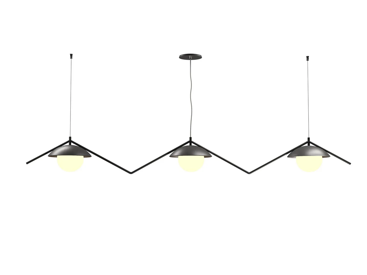 Oyster Three Light Pendant in Organic Grey