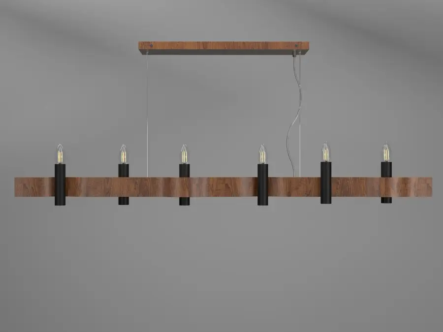 Flow Six Light Pendant in Imbuia